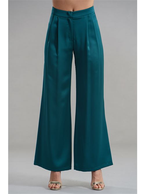 Pantalone palazzo in raso Nualy | I25N5411VERDE BOSCO
